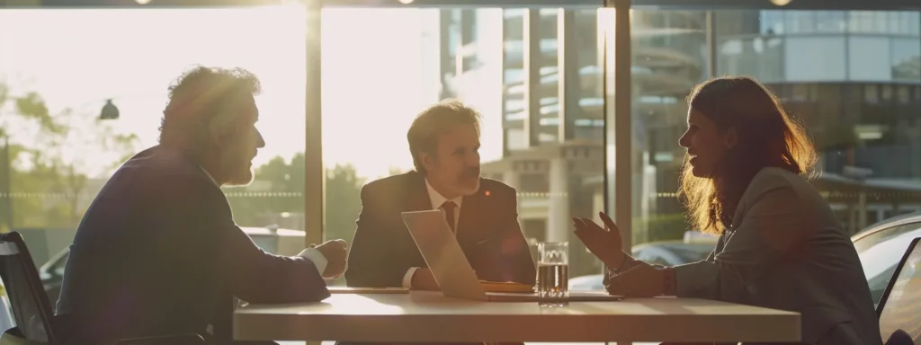 business professionals engaged in a heated discussion over legal and regulatory considerations for purchasing peptides.